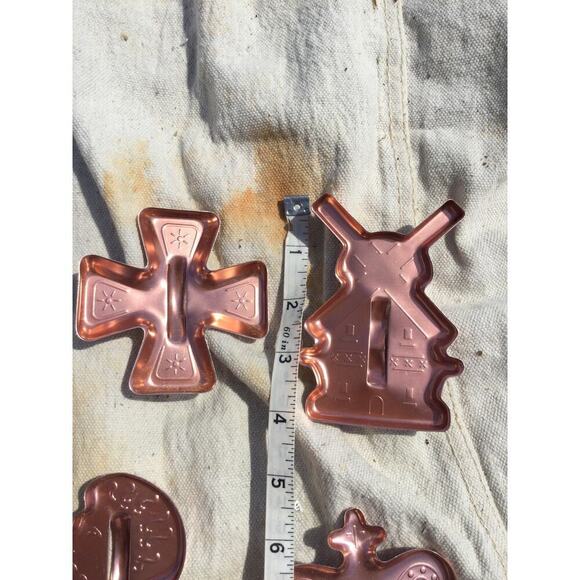 Vtg copper cookie cutters set 5 Royal crown regalia farmhouse country mardi gras - Picture 6 of 6